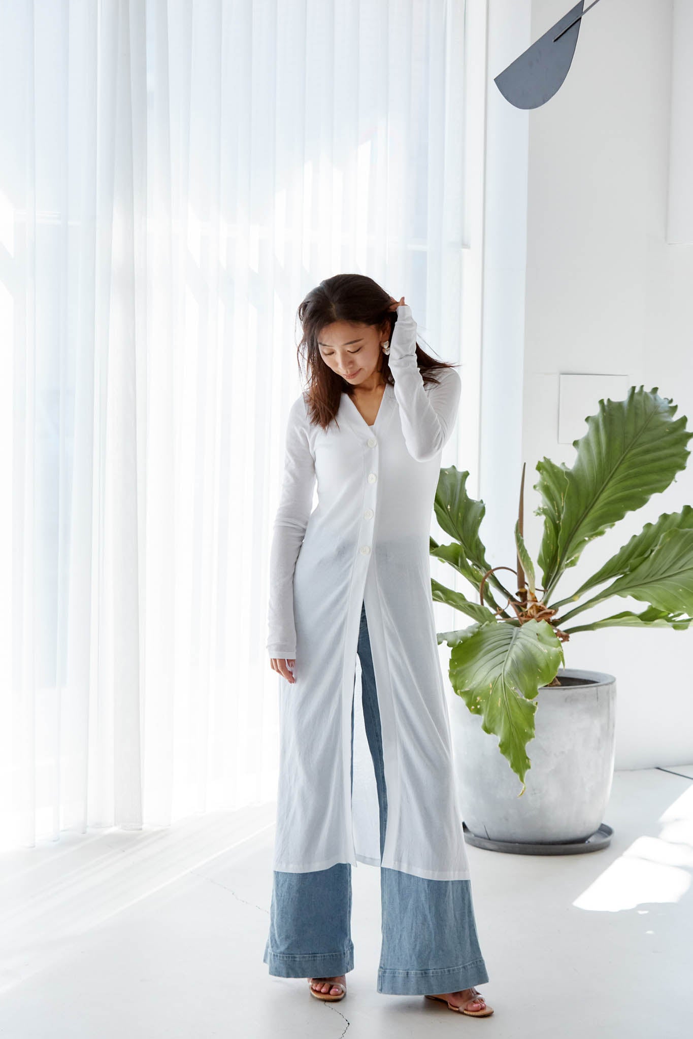 【5月1日以降お届け】SHEER COTTON LONG CARDIGAN