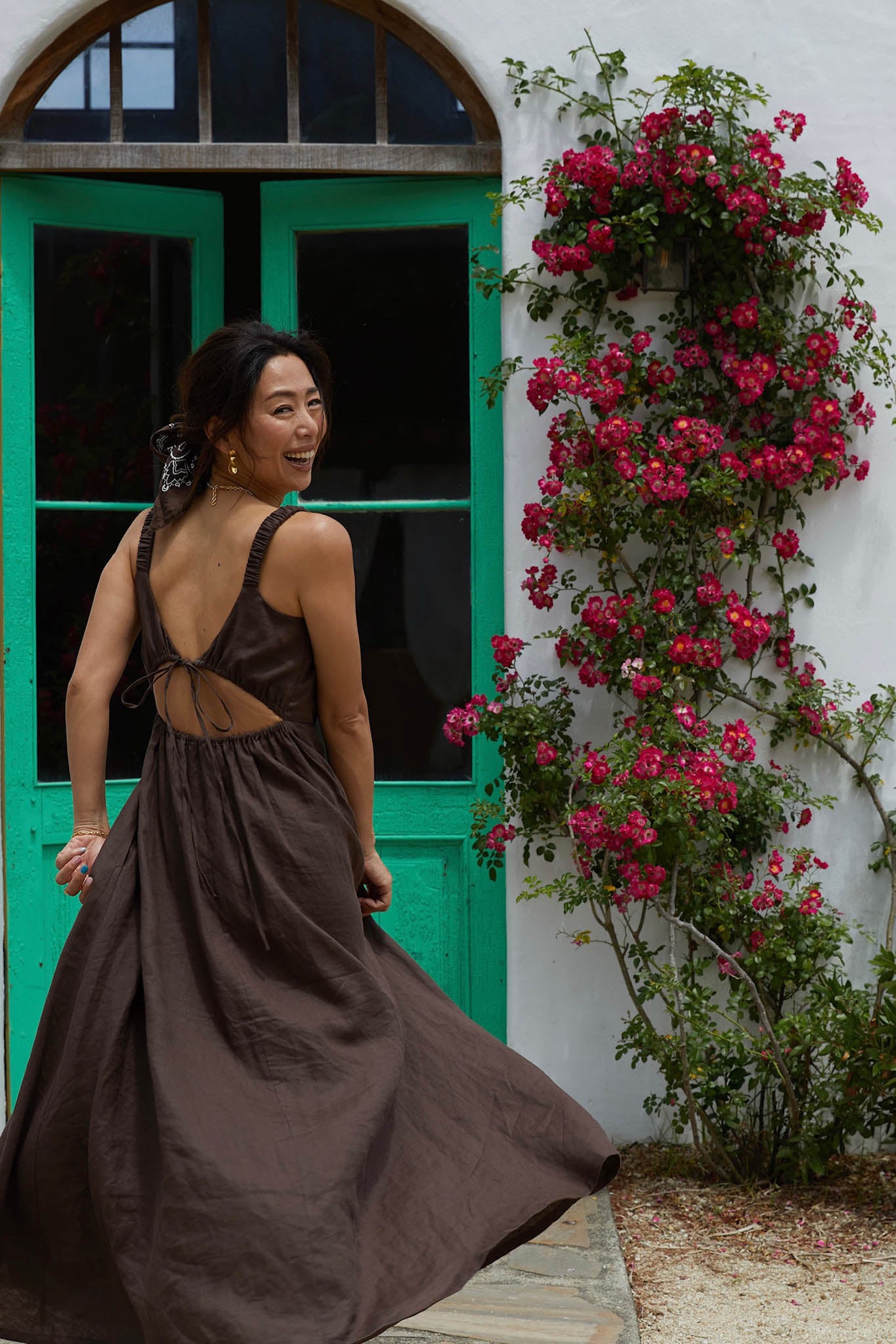 BARE BACK LINEN DRESS