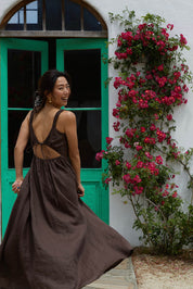 BARE BACK LINEN DRESS