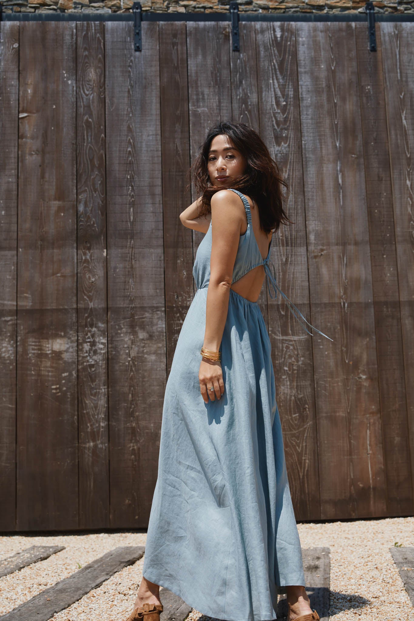 BARE BACK LINEN DRESS