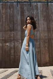BARE BACK LINEN DRESS
