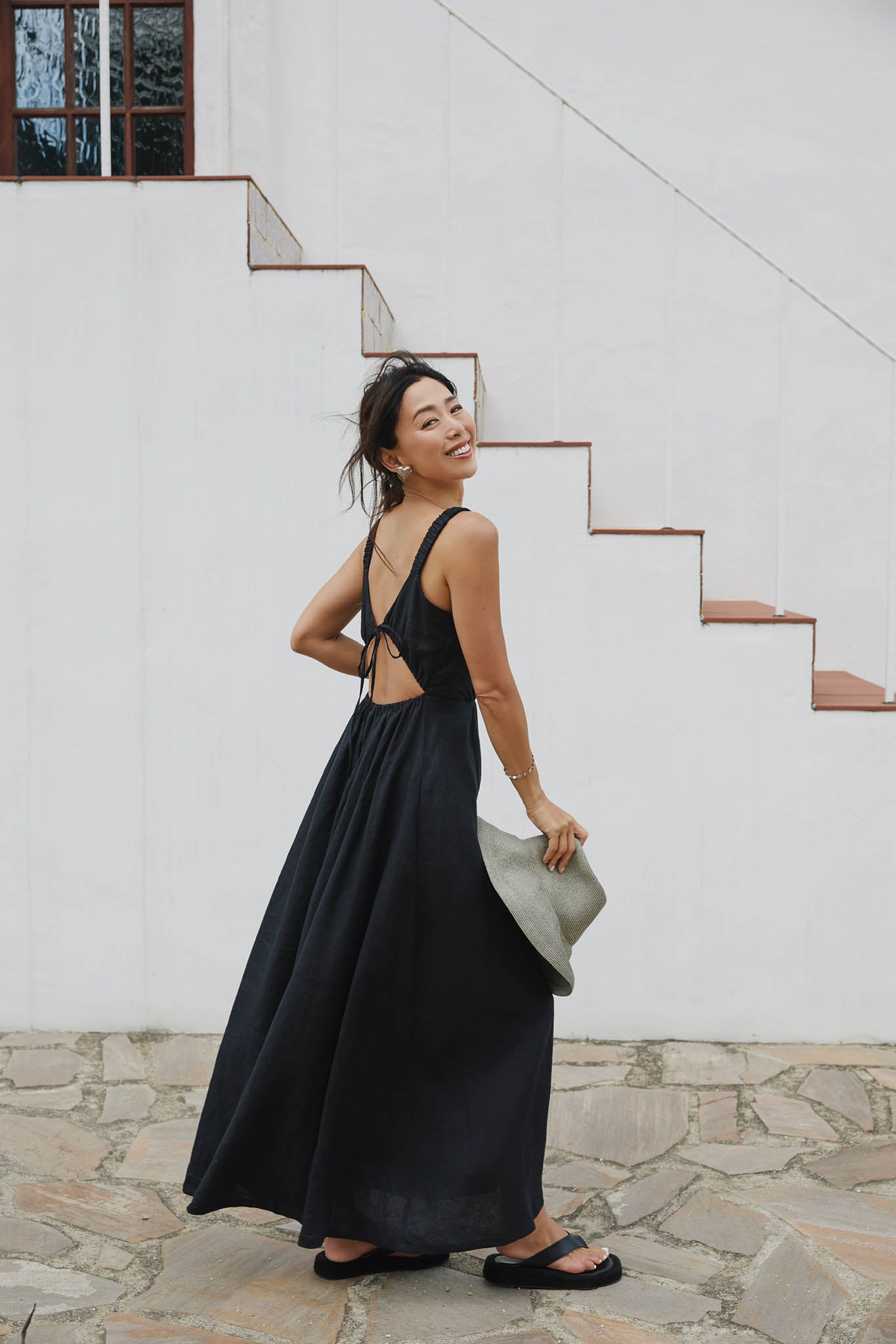 BARE BACK LINEN DRESS