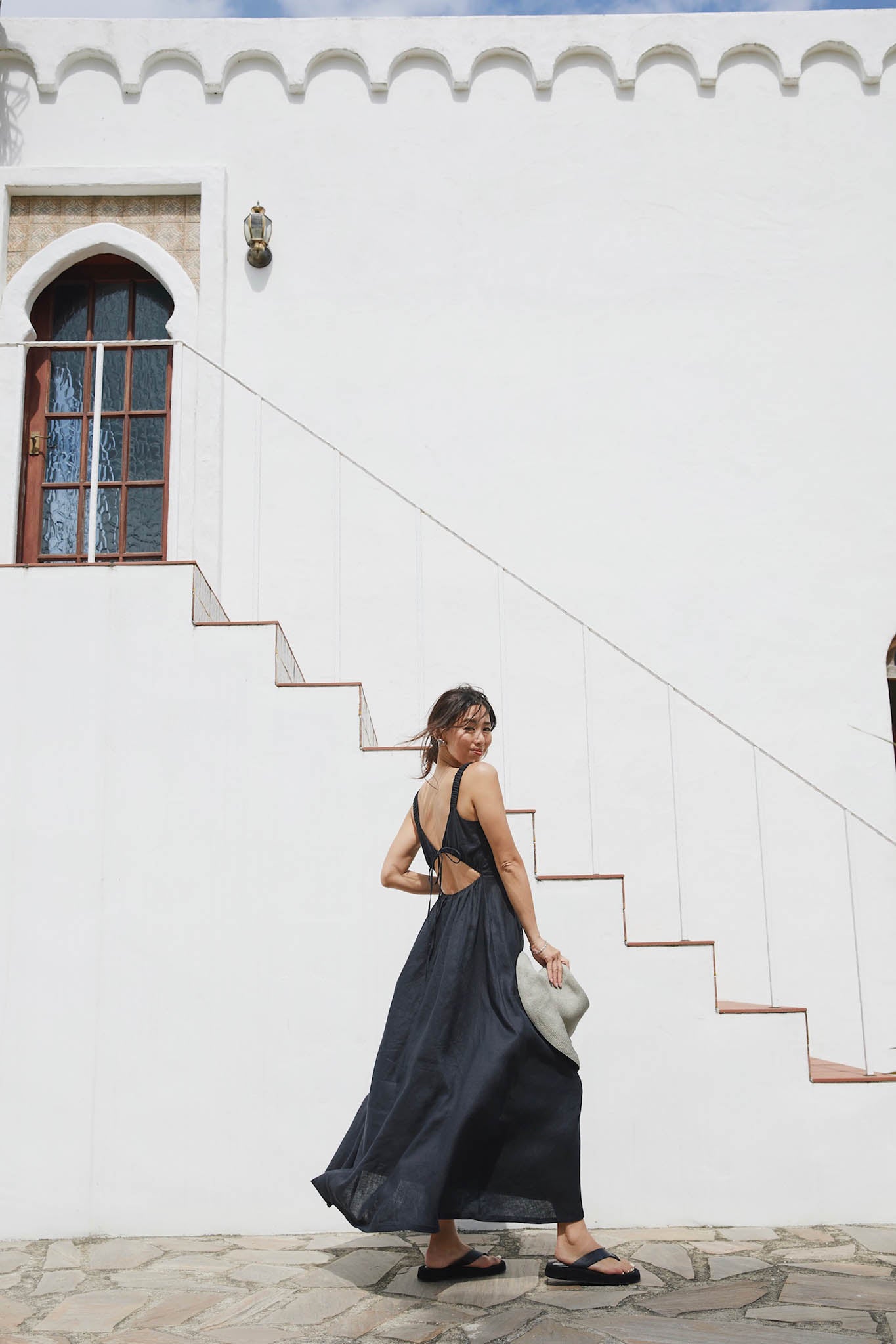 BARE BACK LINEN DRESS