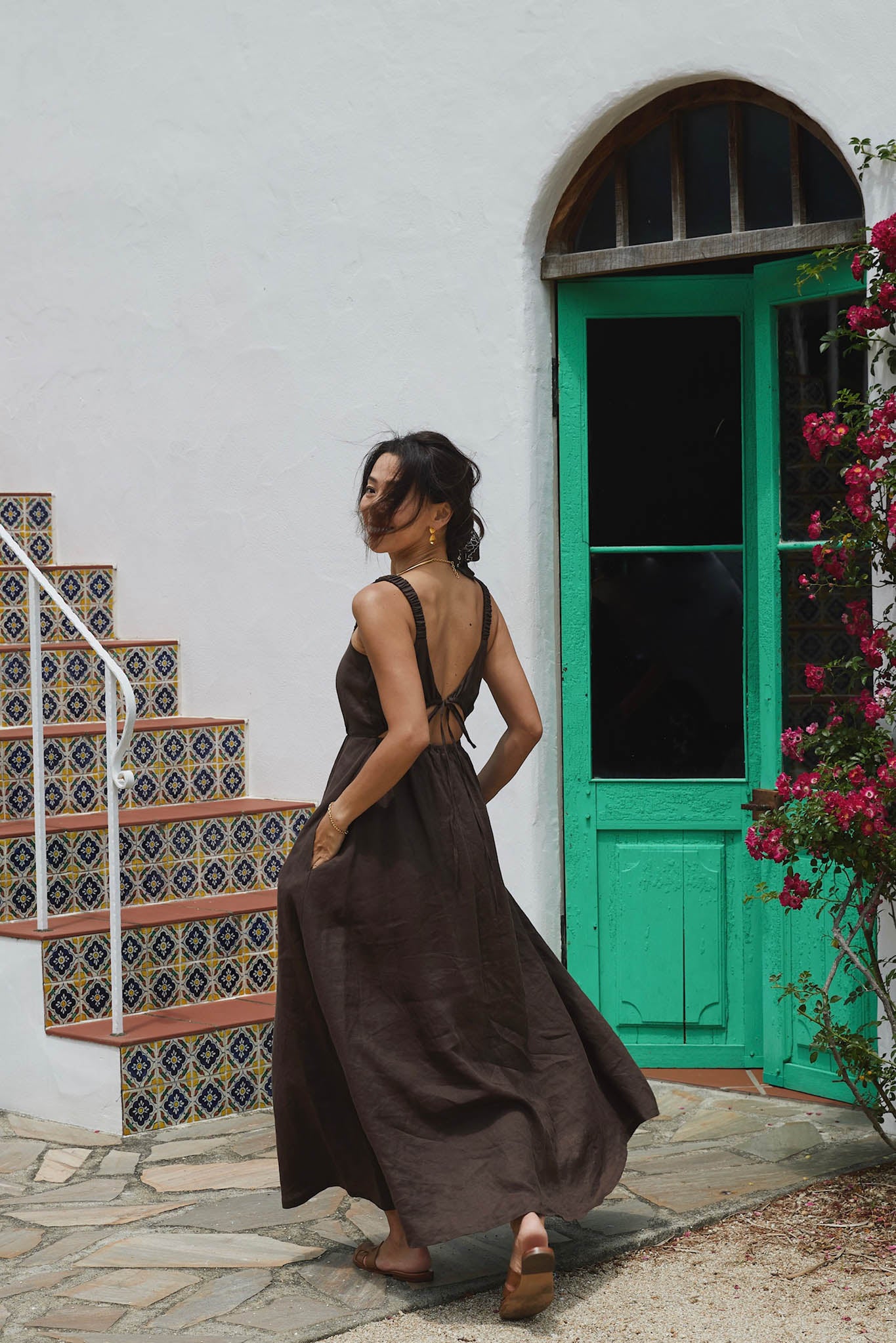 BARE BACK LINEN DRESS