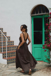 BARE BACK LINEN DRESS