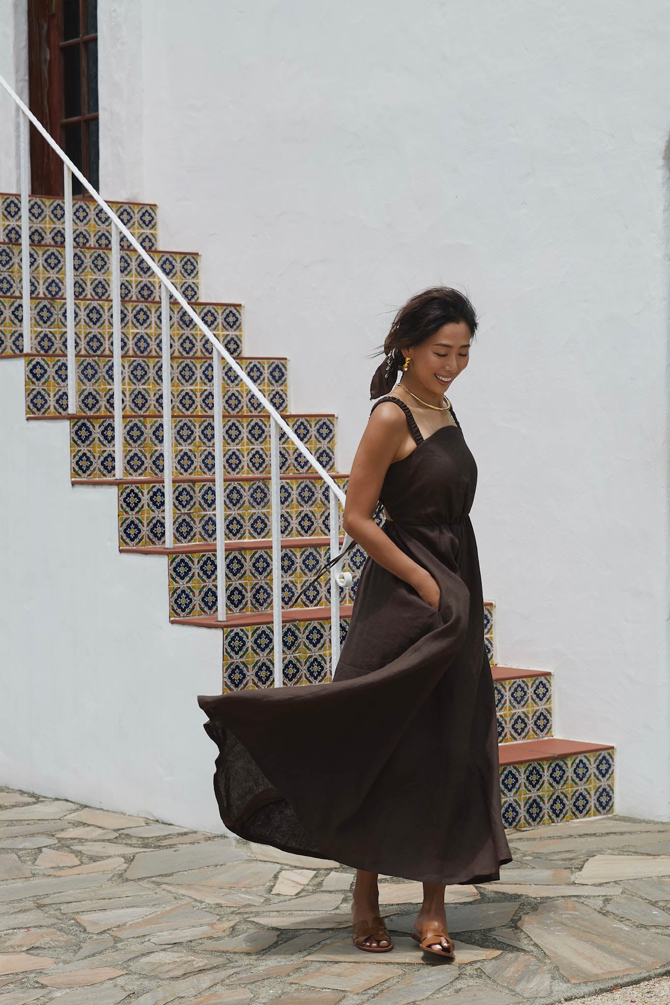 BARE BACK LINEN DRESS