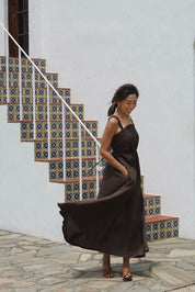 BARE BACK LINEN DRESS