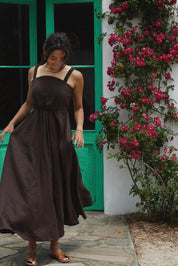 BARE BACK LINEN DRESS