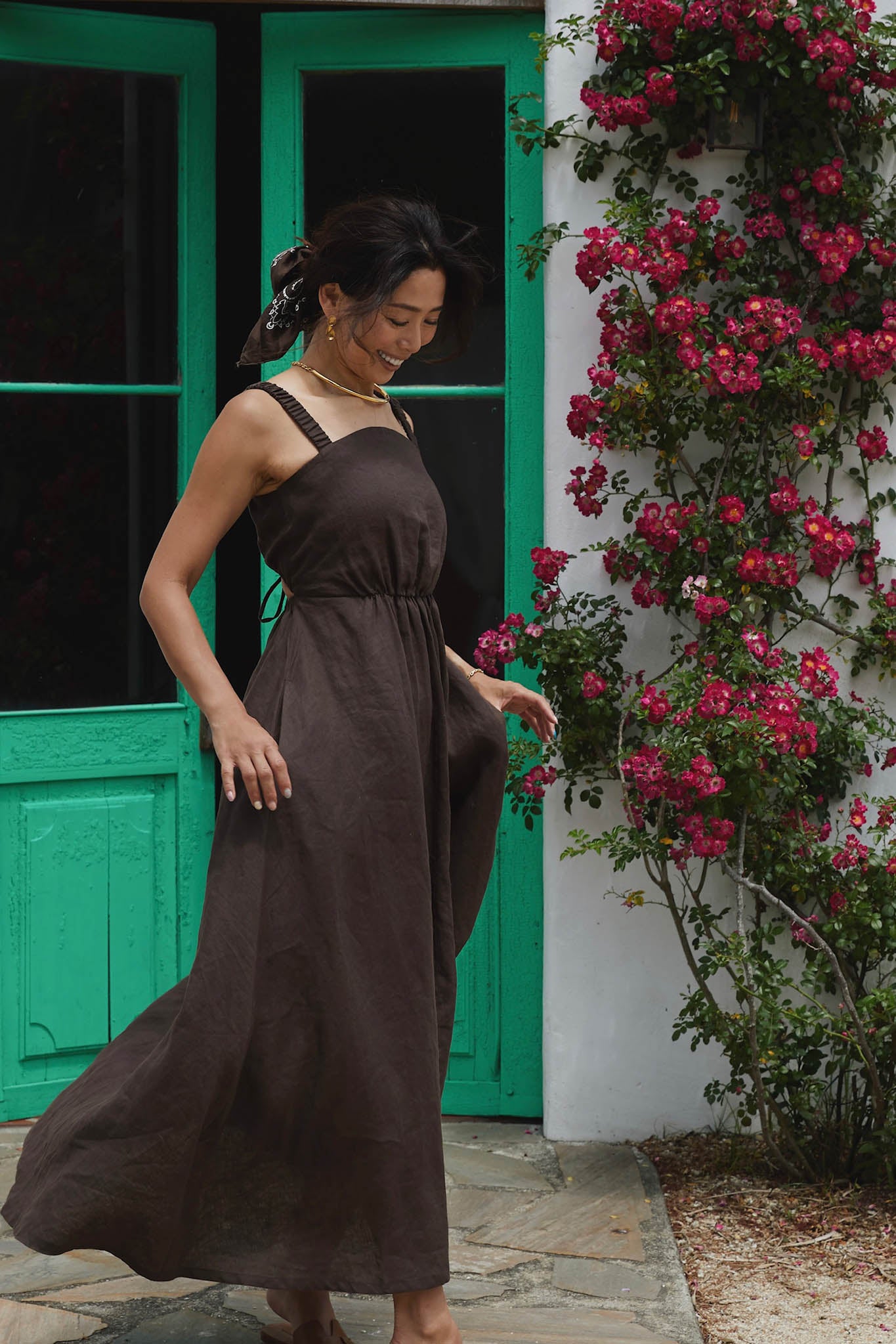 BARE BACK LINEN DRESS