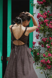 BARE BACK LINEN DRESS