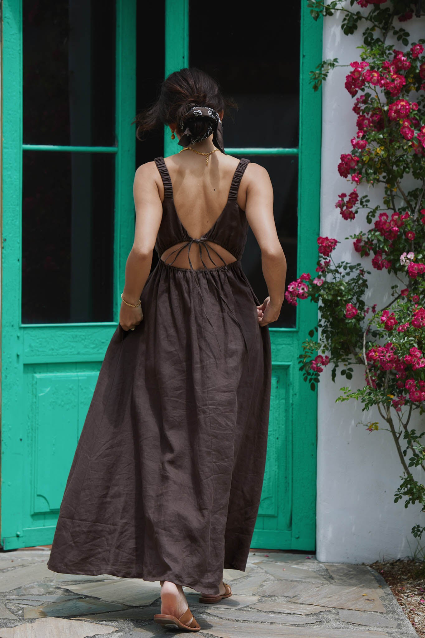 BARE BACK LINEN DRESS