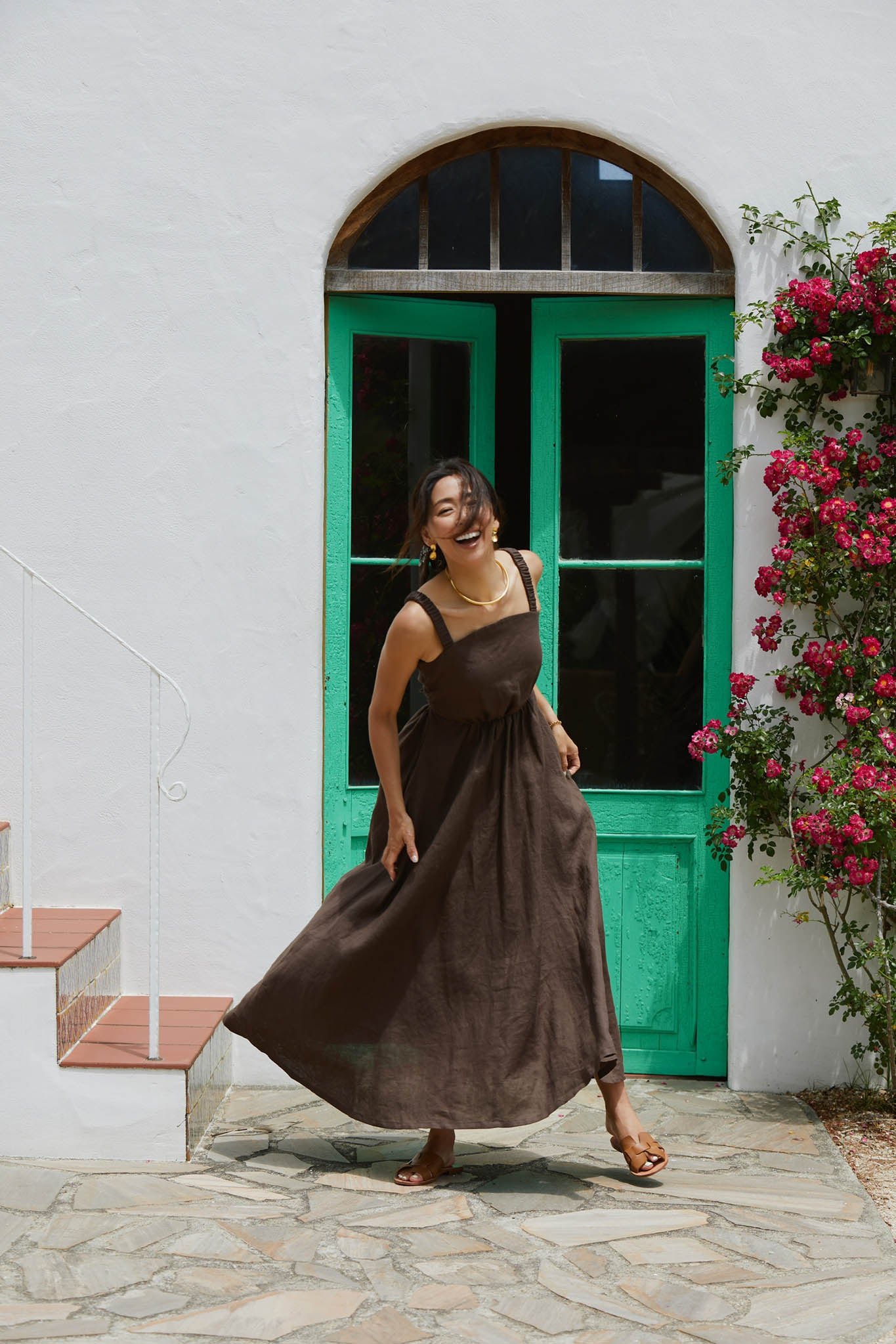 BARE BACK LINEN DRESS