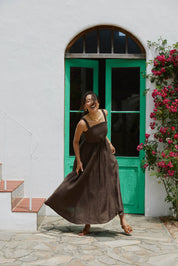 BARE BACK LINEN DRESS