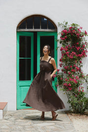 BARE BACK LINEN DRESS